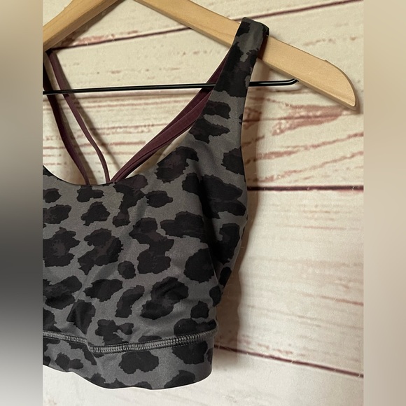 Lululemon Energy Bra Cherry Cheetah Dark Slate Black/Bordeaux Drama/Black Size 6 - Picture 3 of 7